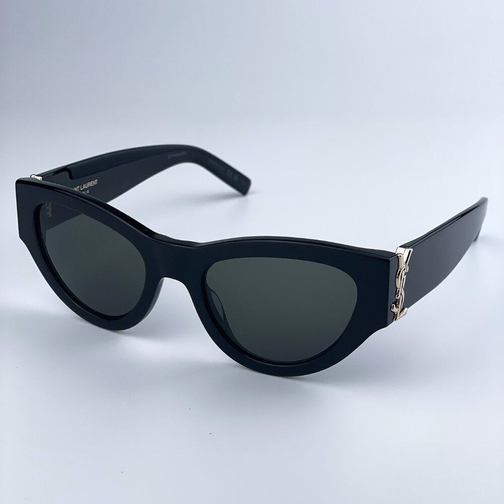 NEW Saint Laurent SLM94 001 Black Grey Cat Eye Women Sunglasses - Picture 5 of 17